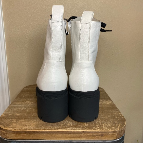 NIB BP Taylor White Leather Chunky Heel Boots - Picture 8 of 11